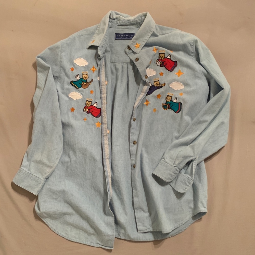 CUTEST, FUNKIEST & UGLIEST CAT DENIM BUTTON DOWN